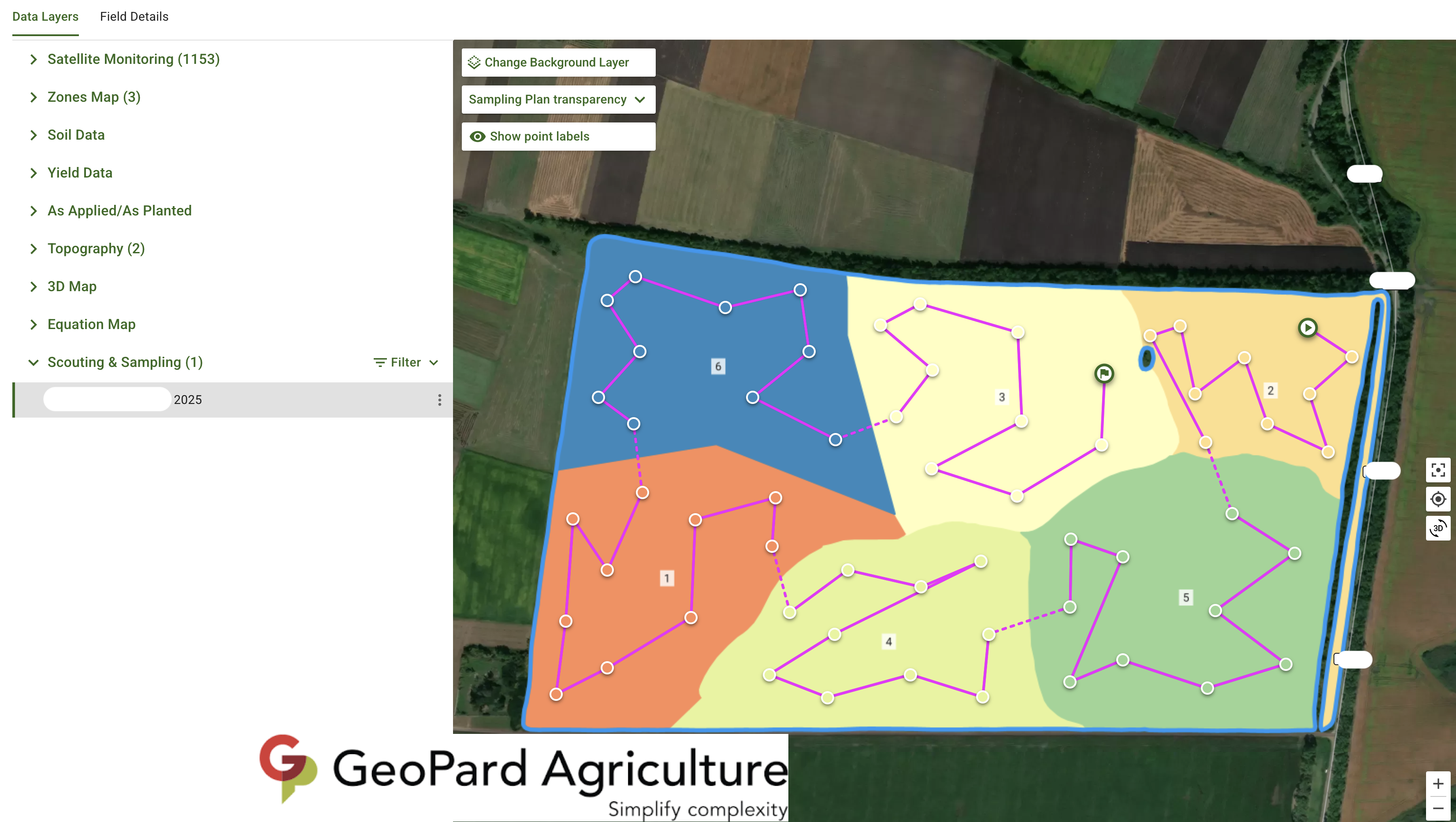 Zonal Soil Sampling, Zone-By-Zone Option, sample 2. Go to the next Zone only after finishing the previous one.